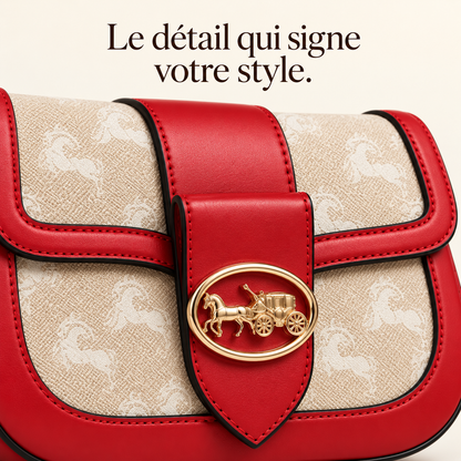 Sac à main Rouge & Beige — Détails dorés